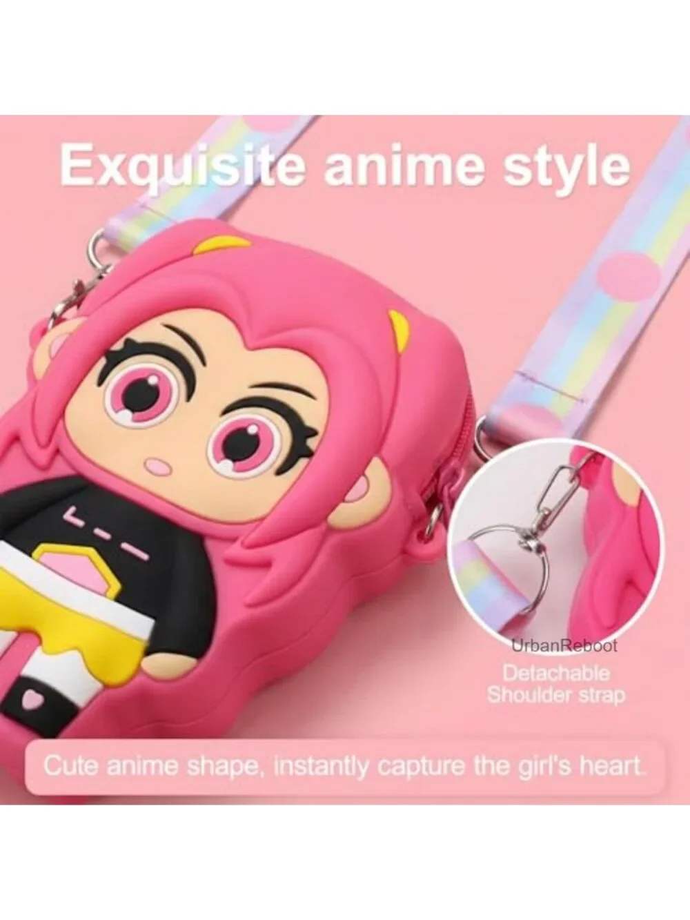 Silicone Mini Crossbody Bag Zipper Anime Wallet Purse Lanyard Girls Gift